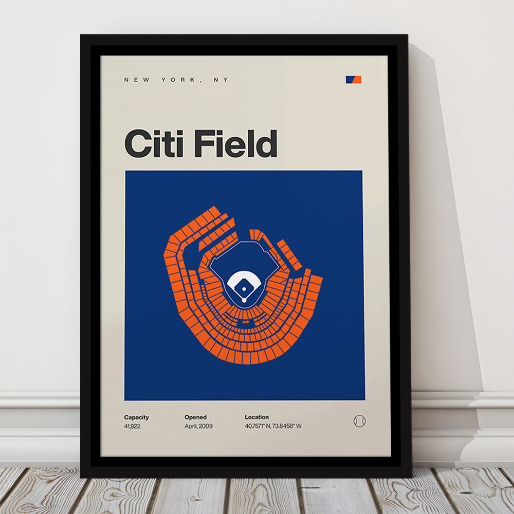 NY Mets Stadium Print, New York Citi Field Stadium Print, Man Cave Gift, Floating Framed Canvas Print Wall Art