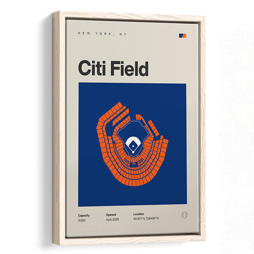 NY Mets Stadium Print, New York Citi Field Stadium Print, Man Cave Gift, Floating Framed Canvas Print Wall Art