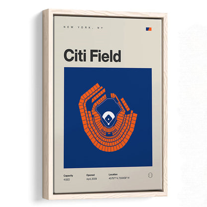 NY Mets Stadium Print, New York Citi Field Stadium Print, Man Cave Gift, Floating Framed Canvas Print Wall Art