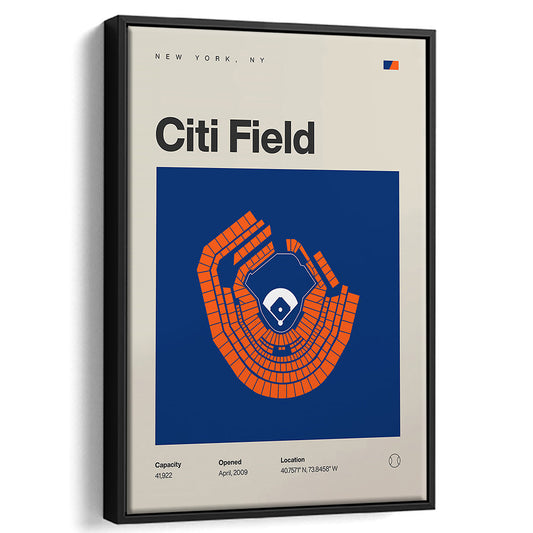 NY Mets Stadium Print, New York Citi Field Stadium Print, Man Cave Gift, Floating Framed Canvas Print Wall Art