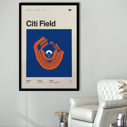 NY Mets Stadium Print, New York Citi Field Stadium Print, Gifts for him, Sport Art, Framed Art Print Wall Decor