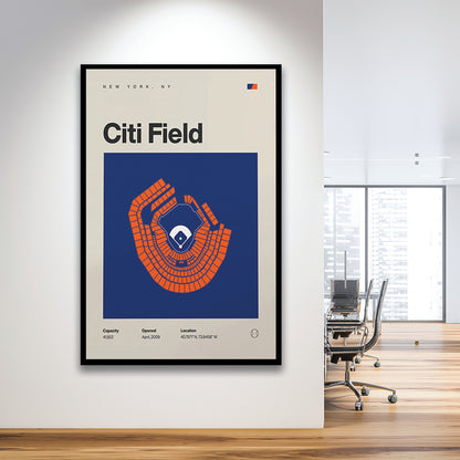 NY Mets Stadium Print, New York Citi Field Stadium Print, Gifts for him, Sport Art, Framed Art Print Wall Decor
