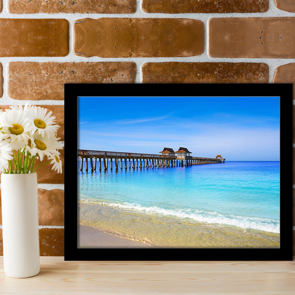 Naples Pier And Beach In Florida Usa, Extra Large Wall Art, Extra Large Wall Decor, Framed Art Print, Picture Framed