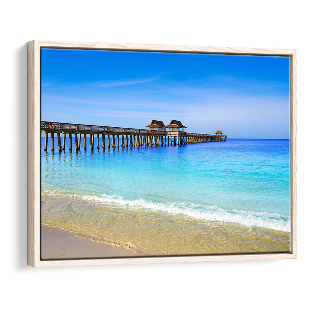 Naples Pier And Beach In Florida Usa, Extra Large Wall Art, Extra Large Wall Decor, Framed Cavas Print, Floating Frame