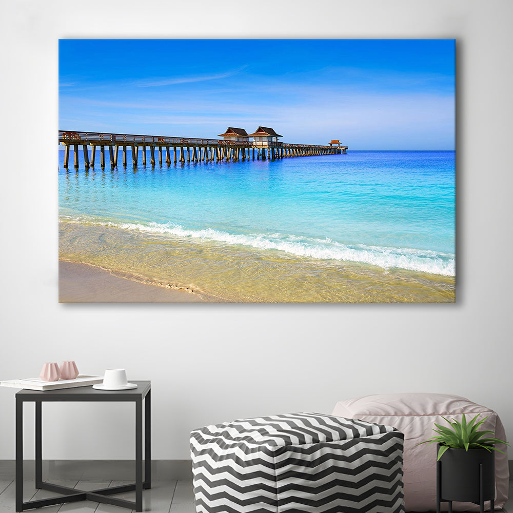 Naples Pier and Beach in Florida USA, Extra Large Wall Art, Extra Large Wall Decor, Cavas Print Wall Art Hom Decor