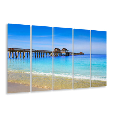 Naples Pier and Beach in Florida USA, Extra Large Wall Art, 5 Piece B Extra Large Cavas Print Wall Art Decor