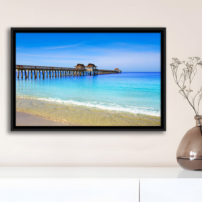 Naples Pier And Beach In Florida Usa, Extra Large Wall Art, Extra Large Wall Decor, Framed Cavas Print, Floating Frame