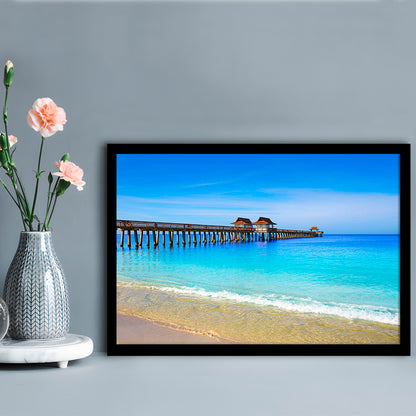 Naples Pier And Beach In Florida Usa, Extra Large Wall Art, Extra Large Wall Decor, Framed Art Print, Picture Framed