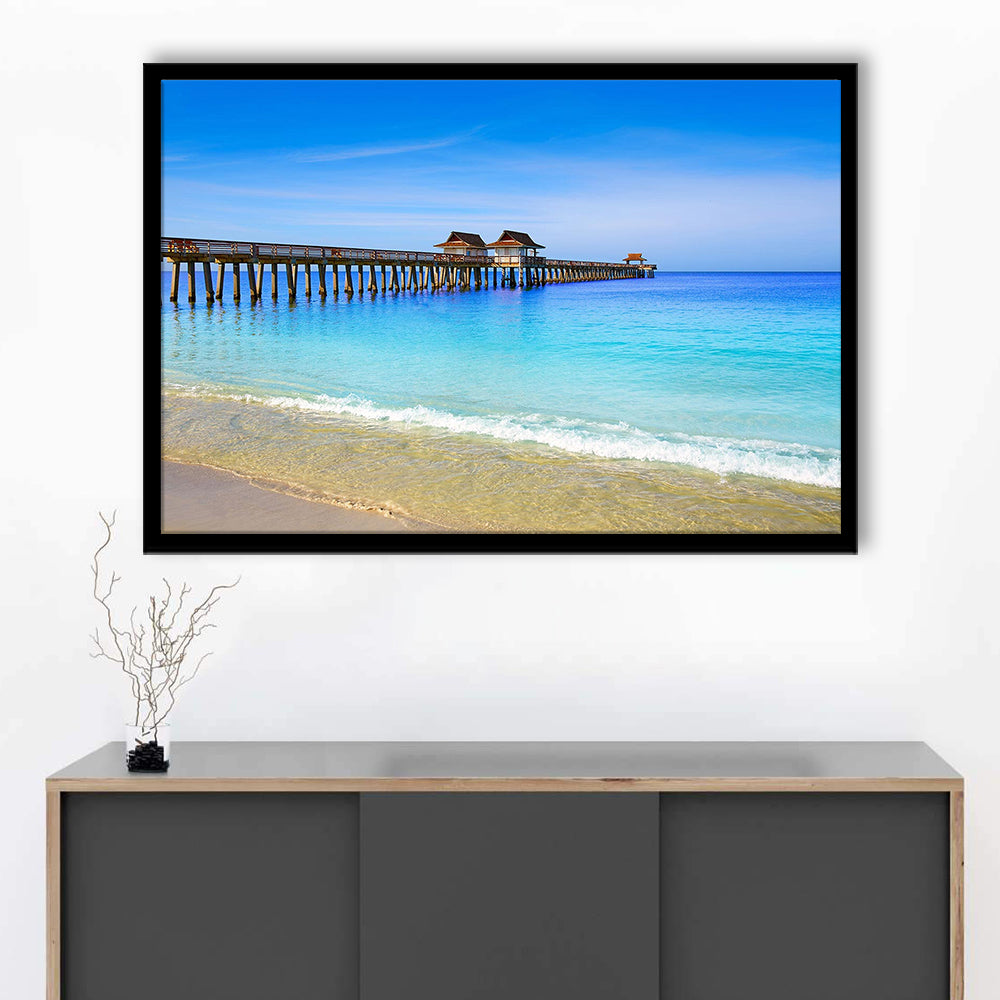 Naples Pier And Beach In Florida Usa, Extra Large Wall Art, Extra Large Wall Decor, Framed Art Print, Picture Framed