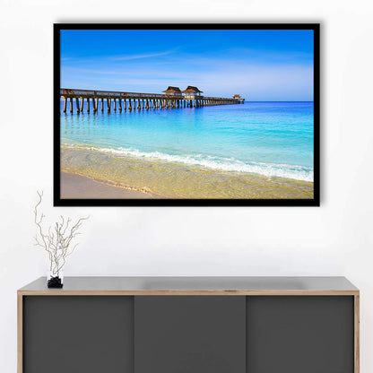 Naples Pier And Beach In Florida Usa, Extra Large Wall Art, Extra Large Wall Decor, Framed Art Print, Picture Framed