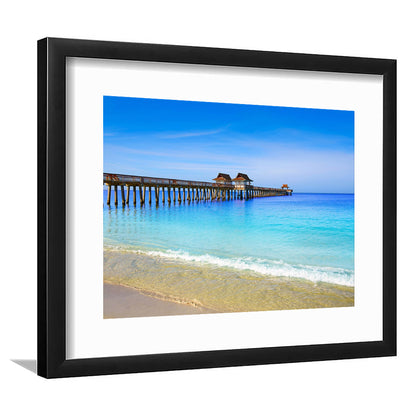 Naples Pier And Beach In Florida Usa, Extra Large Wall Art, Extra Large Wall Decor, Framed Art Print White Border