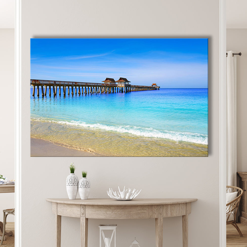Naples Pier and Beach in Florida USA, Extra Large Wall Art, Extra Large Wall Decor, Cavas Print Wall Art Hom Decor