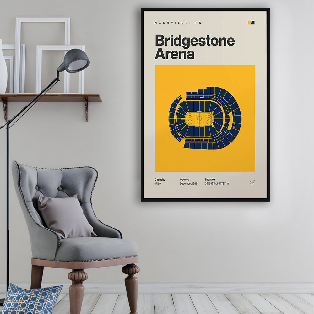 Nashville Predators Stadium Print, Bridgestone Arena Stadium Print, Man Cave Gift, Floating Framed Canvas Print Wall Art