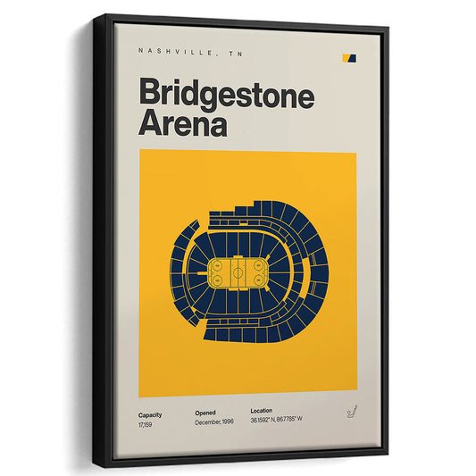 Nashville Predators Stadium Print, Bridgestone Arena Stadium Print, Man Cave Gift, Floating Framed Canvas Print Wall Art