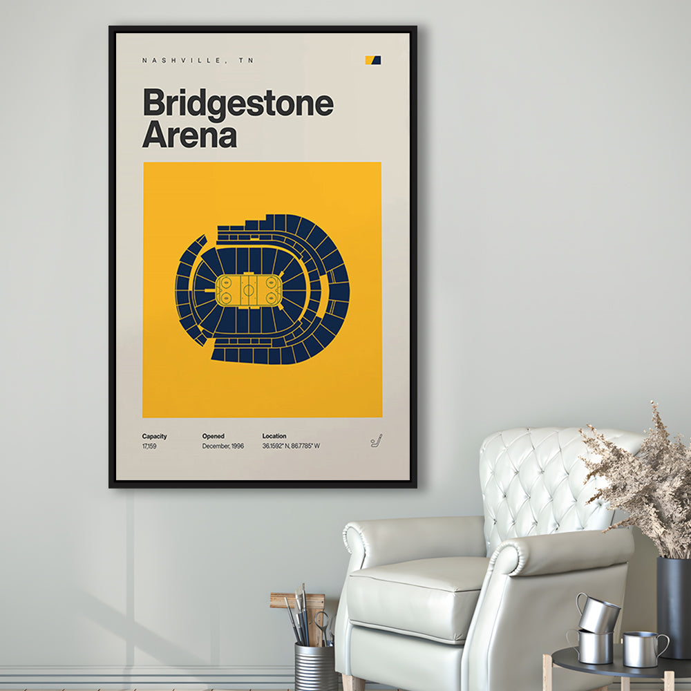 Nashville Predators Stadium Print, Bridgestone Arena Stadium Print, Man Cave Gift, Floating Framed Canvas Print Wall Art