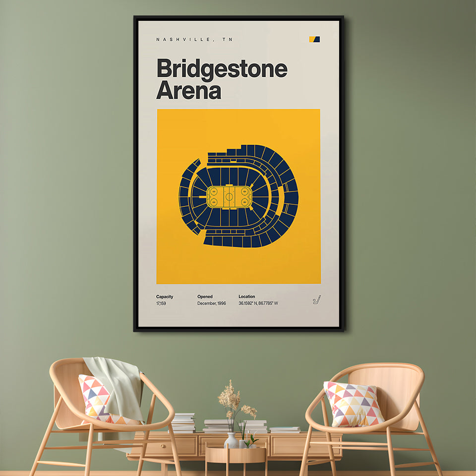 Nashville Predators Stadium Print, Bridgestone Arena Stadium Print, Man Cave Gift, Floating Framed Canvas Print Wall Art