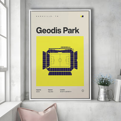 Nashville SC Stadium Print, Geodis Park Stadium Soccer Print, Man Cave Gift, Floating Framed Canvas Print Wall Art