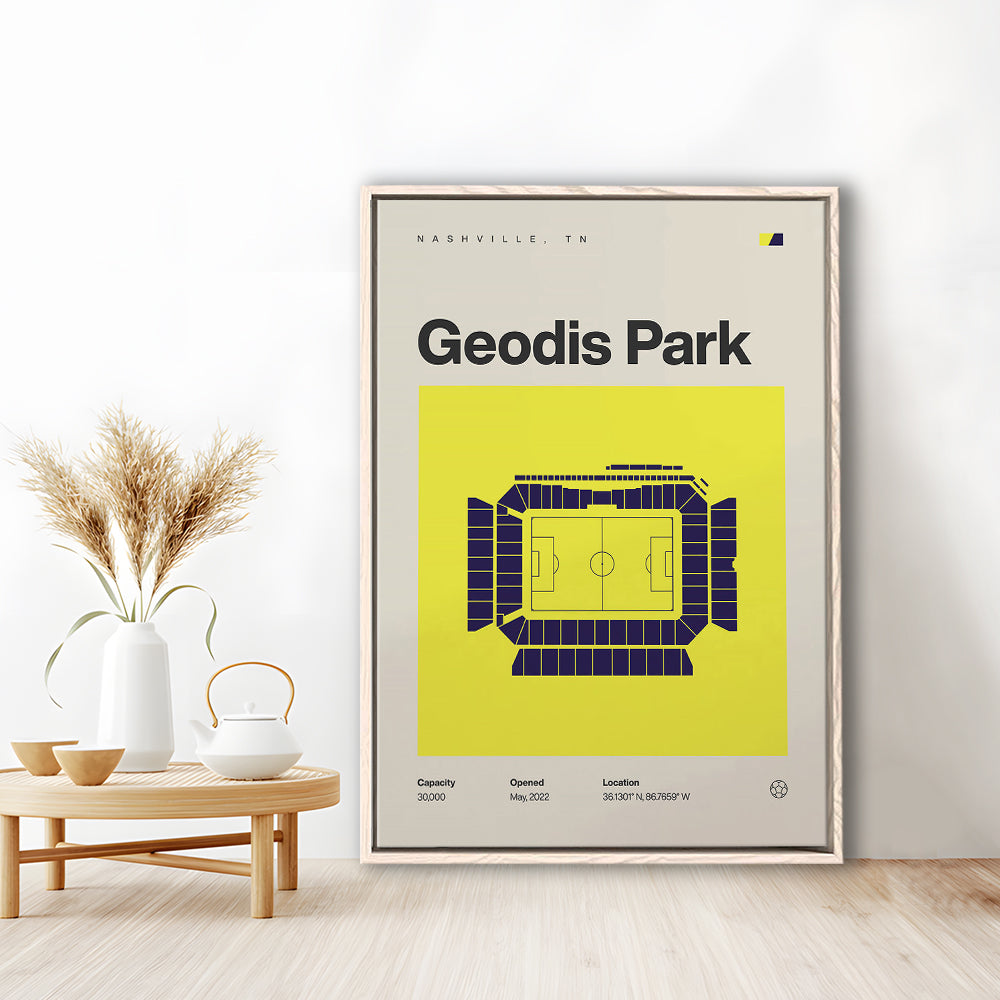 Nashville SC Stadium Print, Geodis Park Stadium Soccer Print, Man Cave Gift, Floating Framed Canvas Print Wall Art