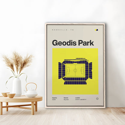 Nashville SC Stadium Print, Geodis Park Stadium Soccer Print, Man Cave Gift, Floating Framed Canvas Print Wall Art