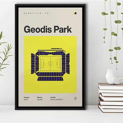 Nashville SC Stadium Print, Geodis Park Stadium Soccer Print, Man Cave Gift, Floating Framed Canvas Print Wall Art