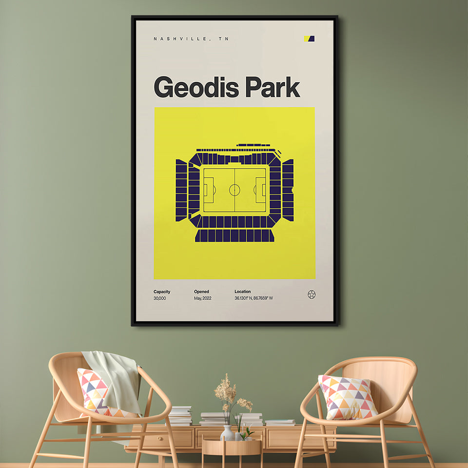 Nashville SC Stadium Print, Geodis Park Stadium Soccer Print, Man Cave Gift, Floating Framed Canvas Print Wall Art