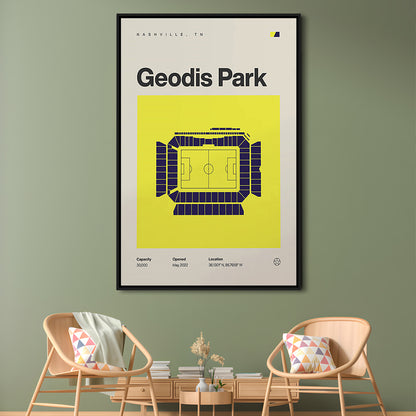 Nashville SC Stadium Print, Geodis Park Stadium Soccer Print, Man Cave Gift, Floating Framed Canvas Print Wall Art