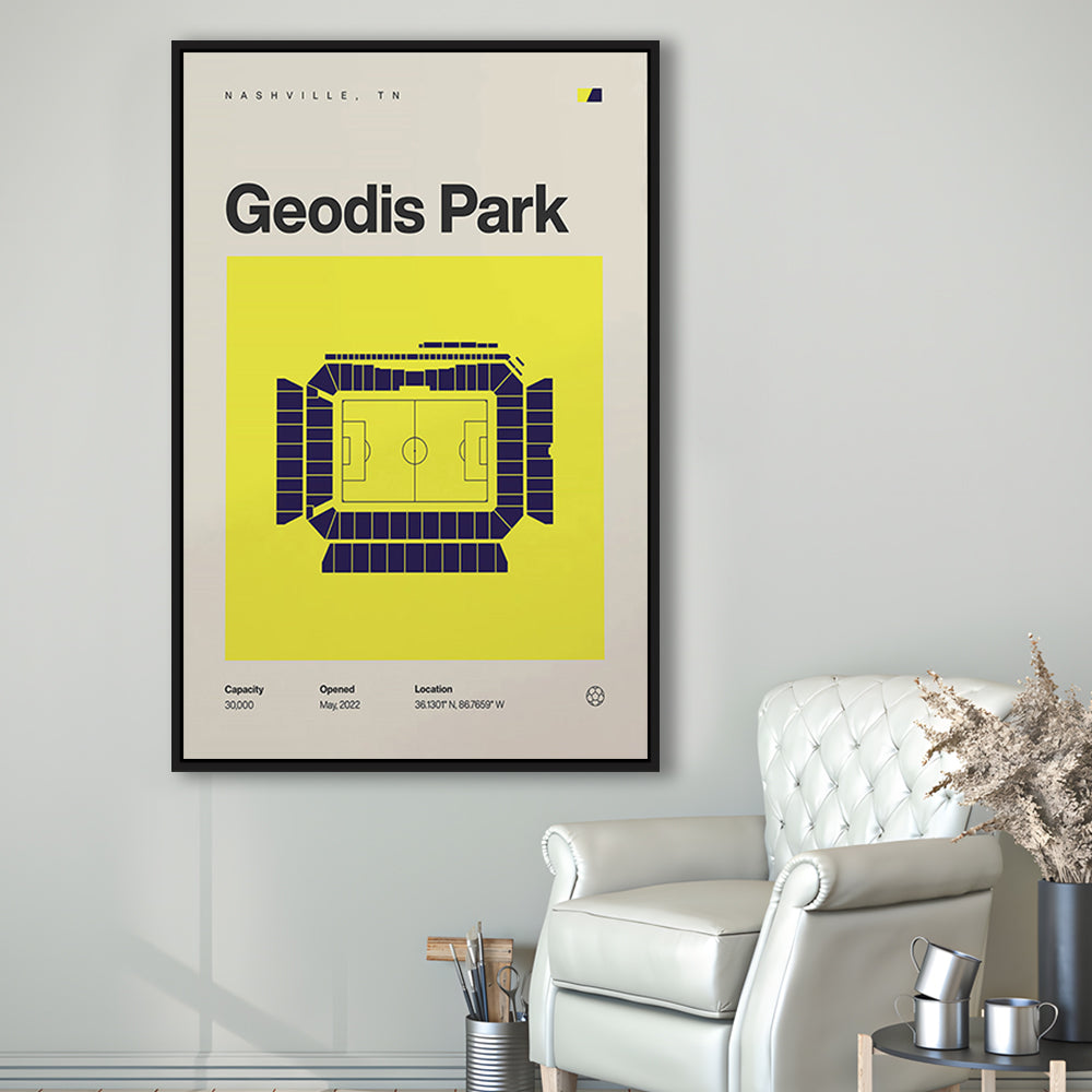 Nashville SC Stadium Print, Geodis Park Stadium Soccer Print, Man Cave Gift, Floating Framed Canvas Print Wall Art