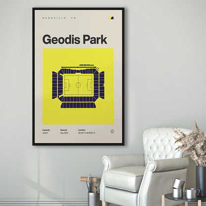 Nashville SC Stadium Print, Geodis Park Stadium Soccer Print, Man Cave Gift, Floating Framed Canvas Print Wall Art