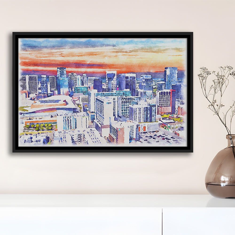 Nashville Painting Watercolor, Nashville Tennessee, Sport Gift Art, Framed Canvas Print Wall Art