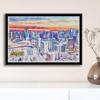 Nashville Painting Watercolor, Nashville Tennessee, Sport Gift Art, Framed Canvas Print Wall Art