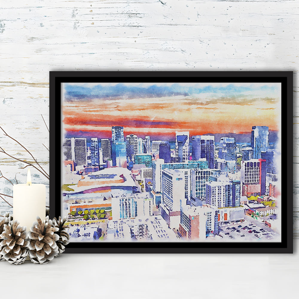 Nashville Painting Watercolor, Nashville Tennessee, Sport Gift Art, Framed Canvas Print Wall Art