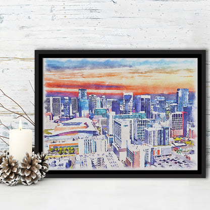 Nashville Painting Watercolor, Nashville Tennessee, Sport Gift Art, Framed Canvas Print Wall Art