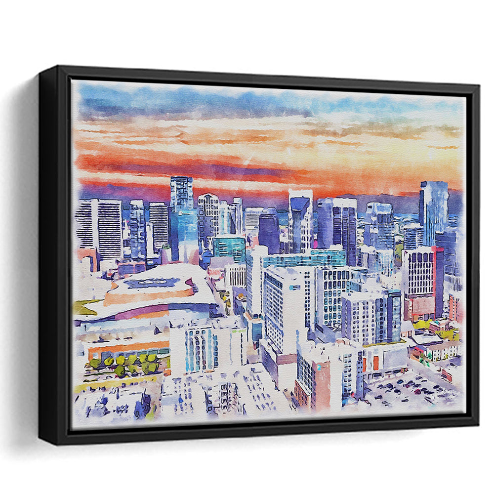 Nashville Painting Watercolor, Nashville Tennessee, Sport Gift Art, Framed Canvas Print Wall Art
