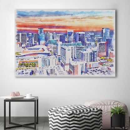 Nashville Painting Watercolor, Nashville Tennessee, Sport Art, Gifts for him, Canvas Print Wall Art