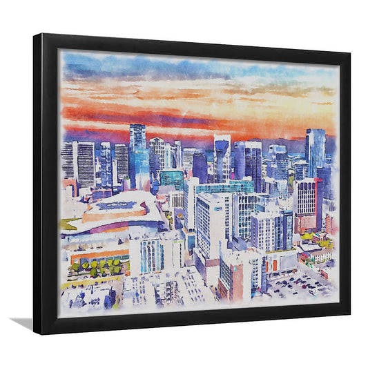 Nashville Painting Watercolor, Nashville Tennessee, Sport Gift Art, Framed Art Print Wall Decor