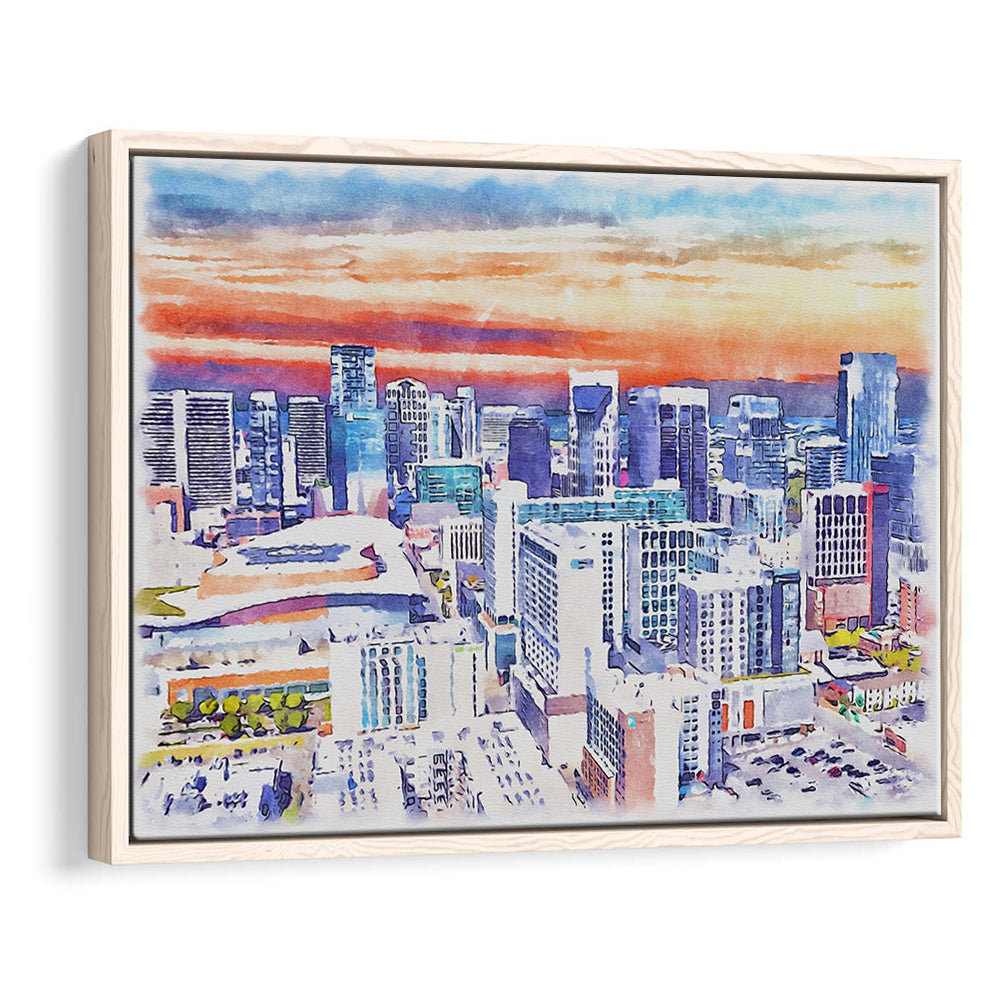 Nashville Painting Watercolor, Nashville Tennessee, Sport Gift Art, Framed Canvas Print Wall Art