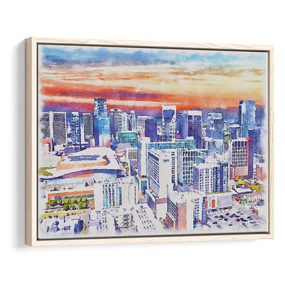 Nashville Painting Watercolor, Nashville Tennessee, Sport Gift Art, Framed Canvas Print Wall Art