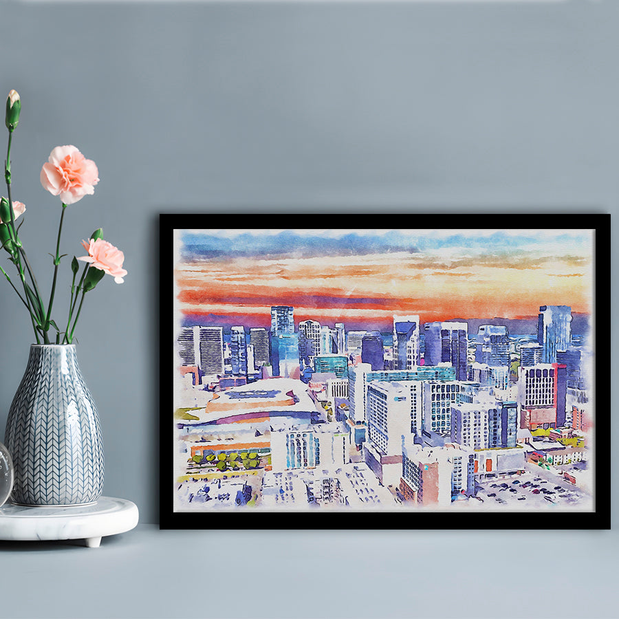 Nashville Painting Watercolor, Nashville Tennessee, Sport Gift Art, Framed Art Print Wall Decor