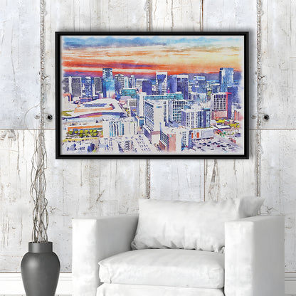 Nashville Painting Watercolor, Nashville Tennessee, Sport Gift Art, Framed Canvas Print Wall Art