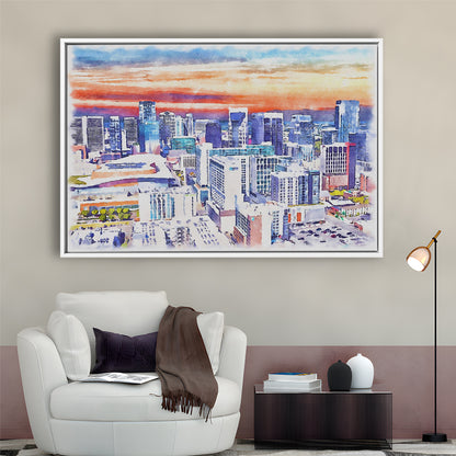 Nashville Painting Watercolor, Nashville Tennessee, Sport Gift Art, Framed Canvas Print Wall Art