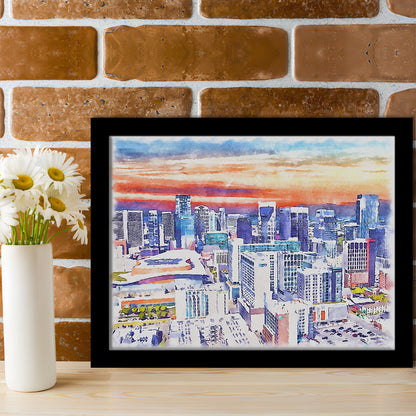 Nashville Painting Watercolor, Nashville Tennessee, Sport Gift Art, Framed Art Print Wall Decor