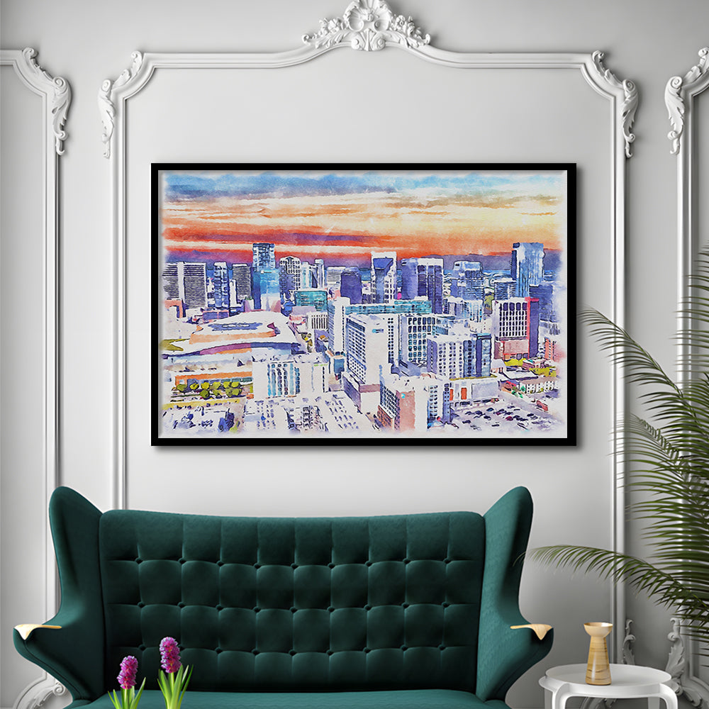 Nashville Painting Watercolor, Nashville Tennessee, Sport Gift Art, Framed Art Print Wall Decor