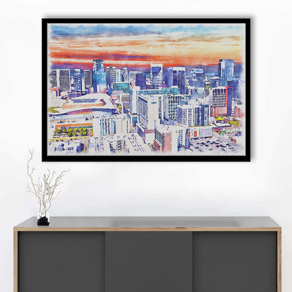 Nashville Painting Watercolor, Nashville Tennessee, Sport Gift Art, Framed Art Print Wall Decor
