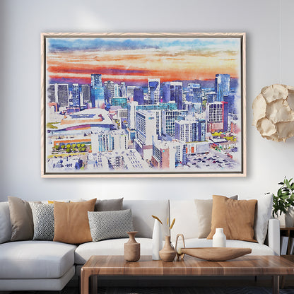 Nashville Painting Watercolor, Nashville Tennessee, Sport Gift Art, Framed Canvas Print Wall Art