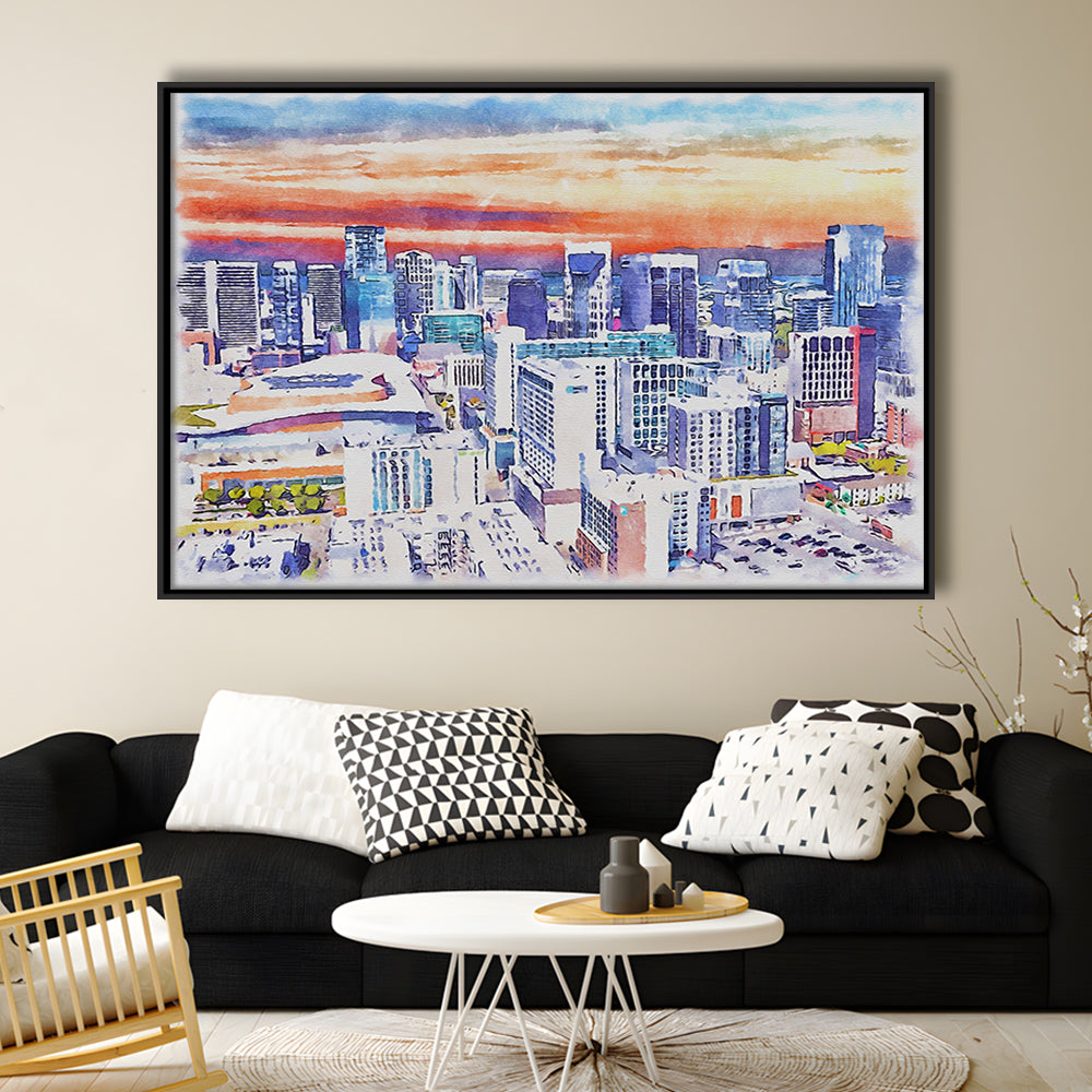 Nashville Painting Watercolor, Nashville Tennessee, Sport Gift Art, Framed Canvas Print Wall Art
