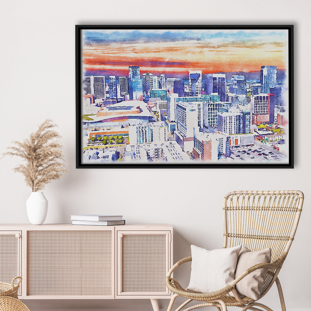 Nashville Painting Watercolor, Nashville Tennessee, Sport Gift Art, Framed Canvas Print Wall Art