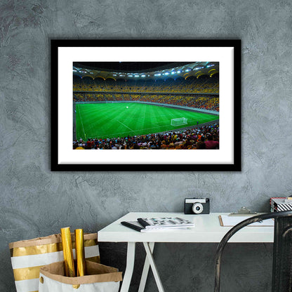 National Arena Bucharest, Stadium Canvas, Sport Art, Gift for him, White Border Framed Art Print Wall Decor