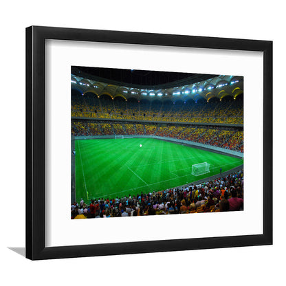 National Arena Bucharest, Stadium Canvas, Sport Art, Gift for him, White Border Framed Art Print Wall Decor