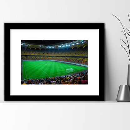 National Arena Bucharest, Stadium Canvas, Sport Art, Gift for him, White Border Framed Art Print Wall Decor