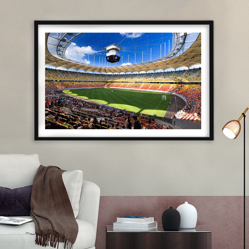 National Arena, Stadium Canvas, Sport Art, Gift for him, White Border Framed Art Print Wall Decor